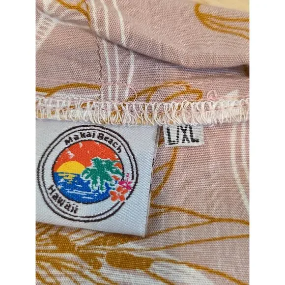 Vintage Hawaii Floral Kimono Top Size L/XL Pink Tropical Cover Up Boho Flowy - Picture 7 of 8